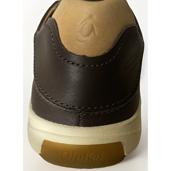 OluKai Men's Leather Shoes Brown Size 9-Tie Style w/collapsible Heel  10455-4848 - Picture 4 of 16